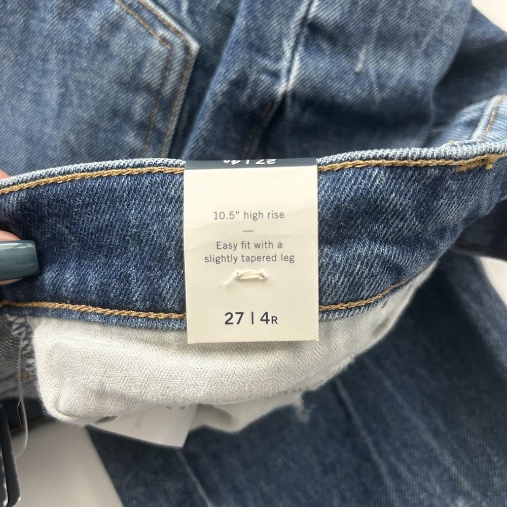 NWT Abercrombie & Fitch High Rise Mom Denim Blue Jeans Sz 27 / 4 Distressed - Picture 9 of 14
